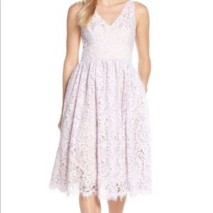 Eliza J lavender eyelash lace overlay dress, Sz 12